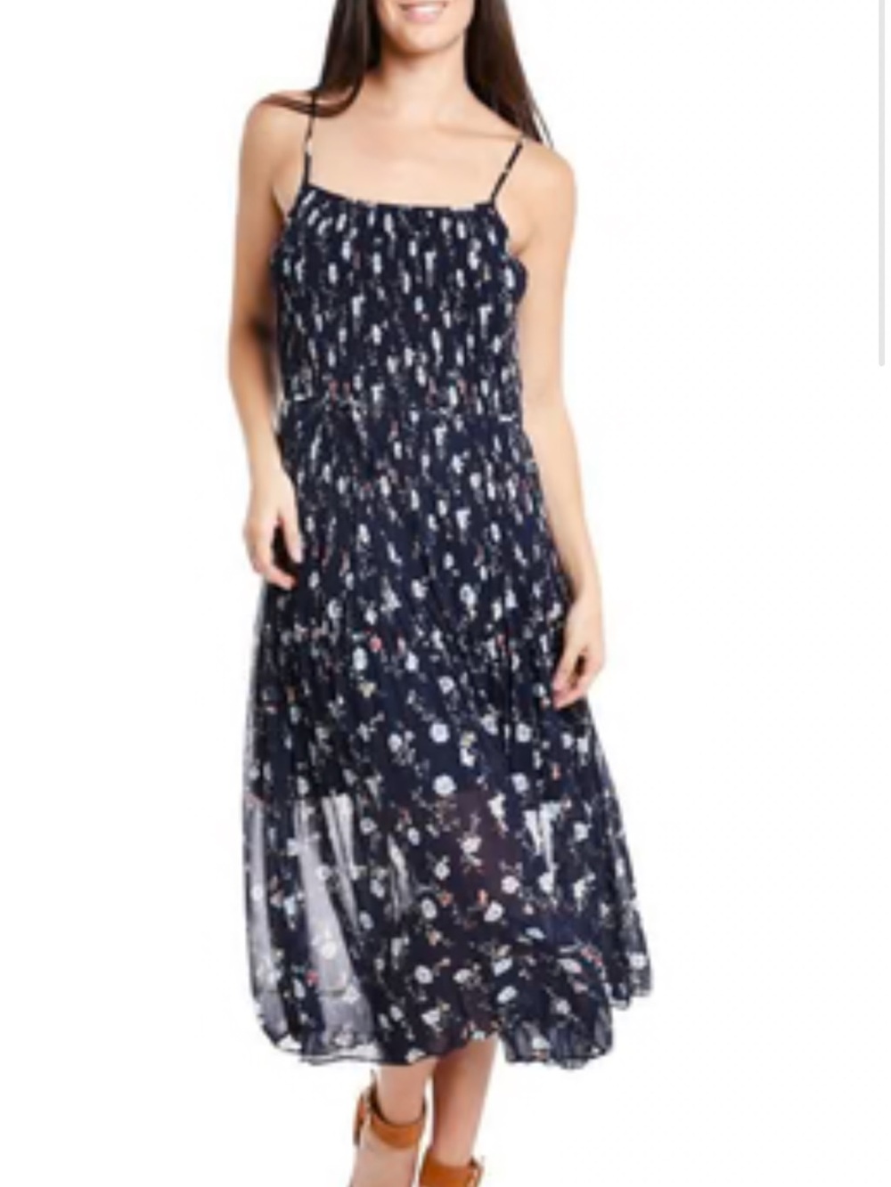 Current Air Cami Crystal Pleat Long Dress XS